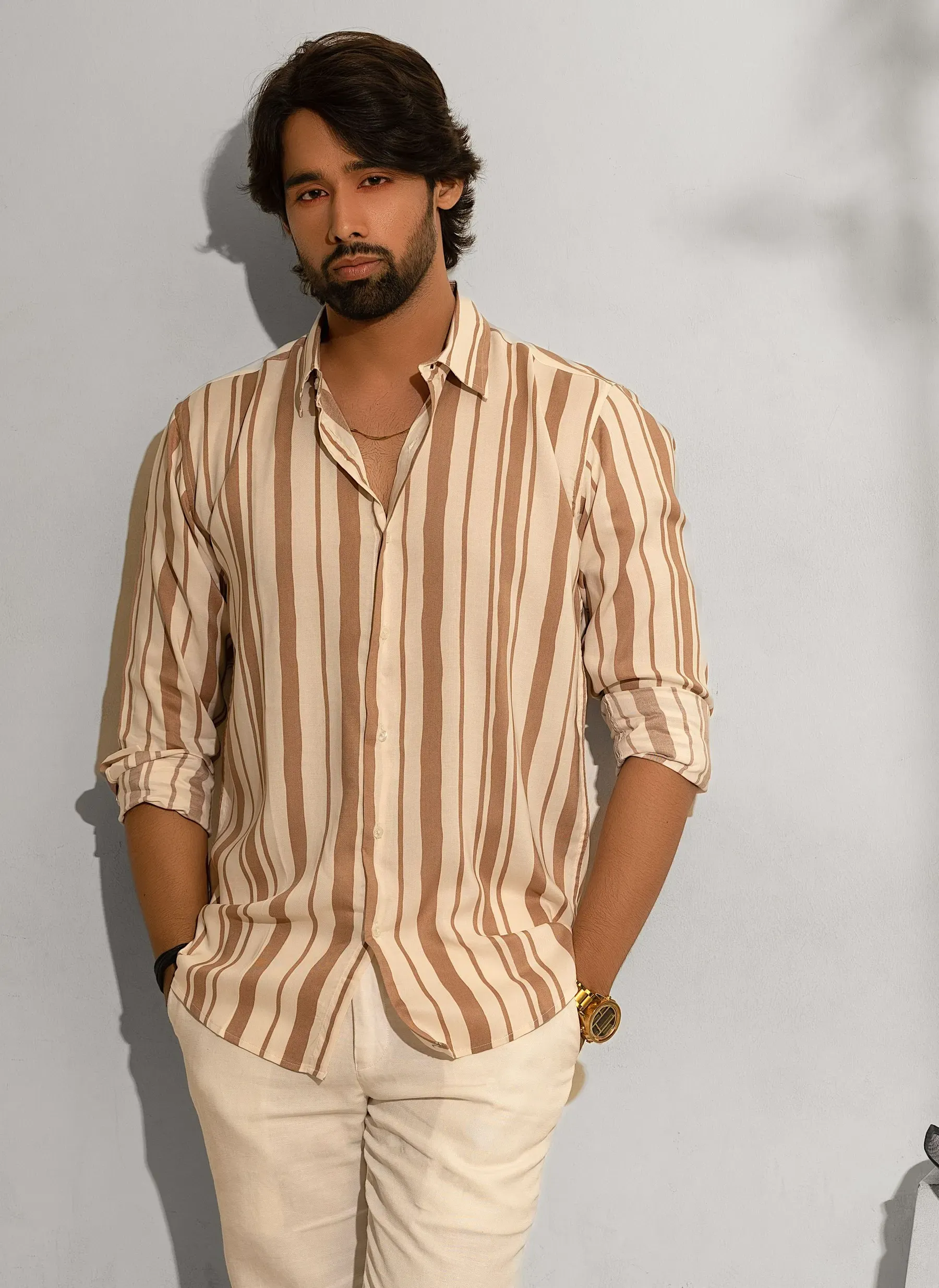 Rust Stripe Handloom Shirt