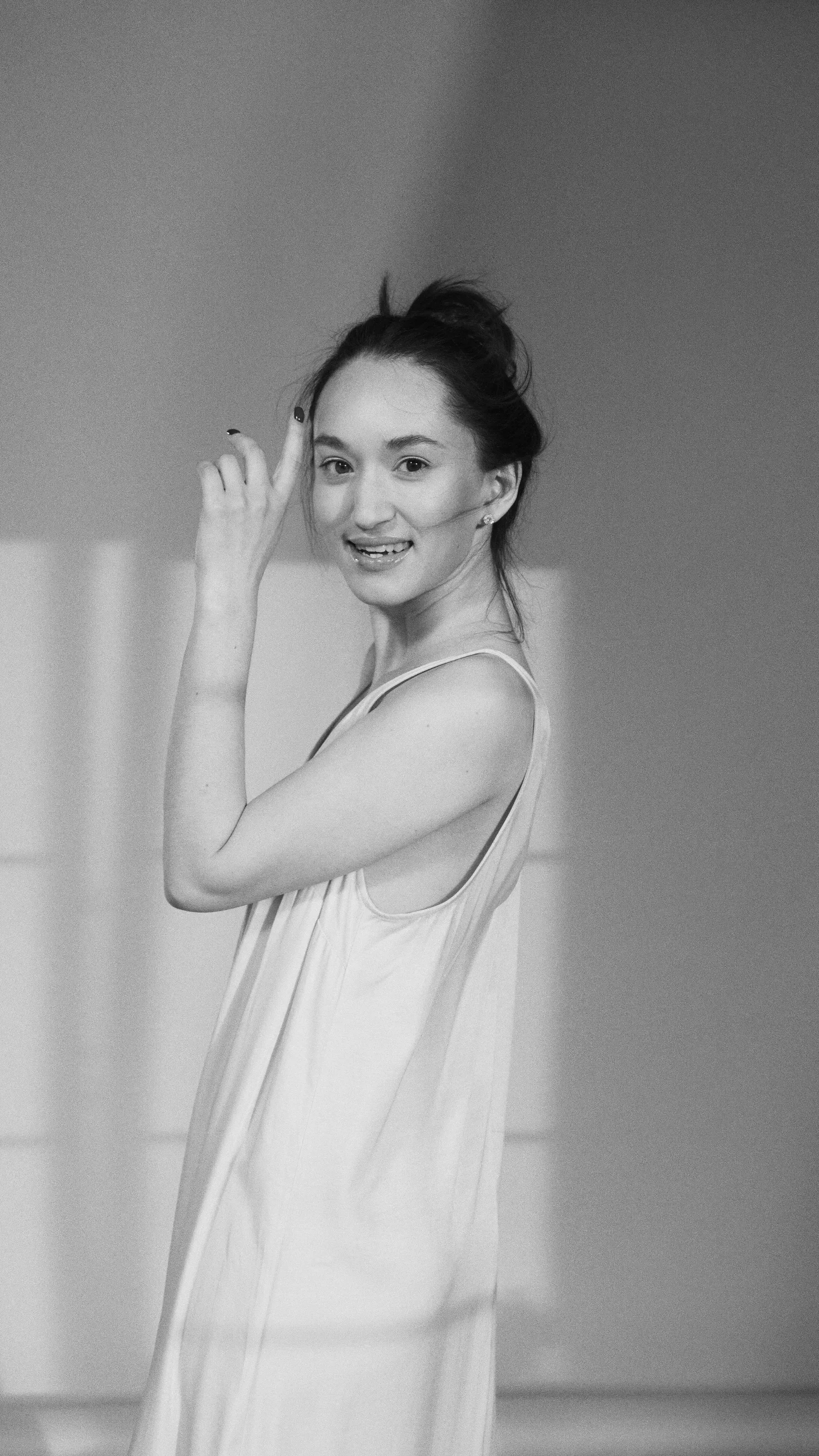 Undyed mulmul slip dress in window light